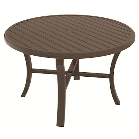 Outdoor Aluminum Table with Round Slatted Top